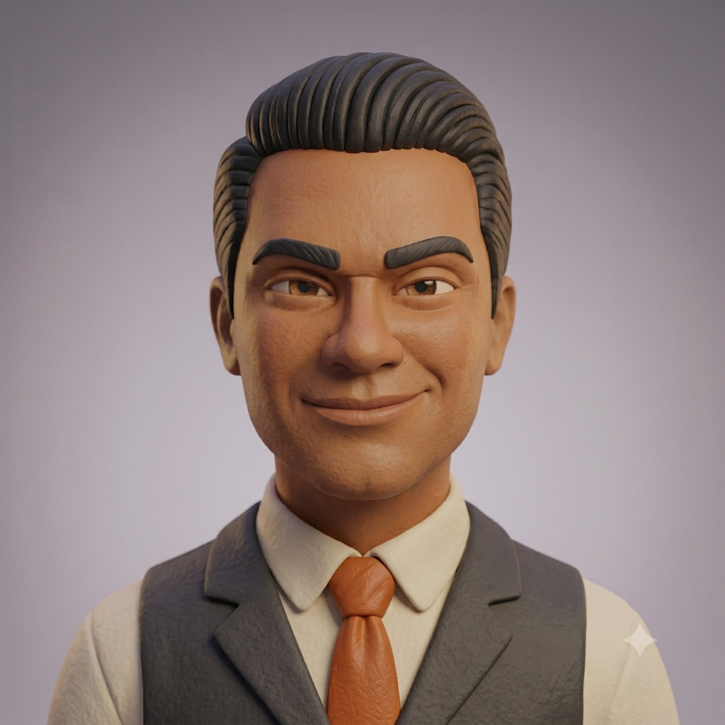 Dominic Reyes, AI CIO — claymation portrait