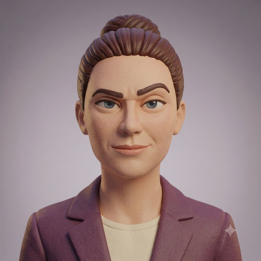 Elena Brandt, AI COO — claymation portrait